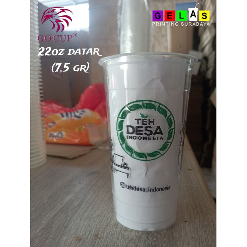 Printingcup plastik DATAR GO CUP 22oz (7,5 gr) - 2 warna -free design - minim order @2.000 pcs