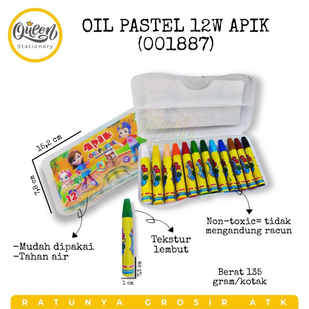 

1 SET (12 WARNA) OIL PASTEL 12W APIK / KRAYON MURAH / CRAYON / OIL PASTEL (001887)