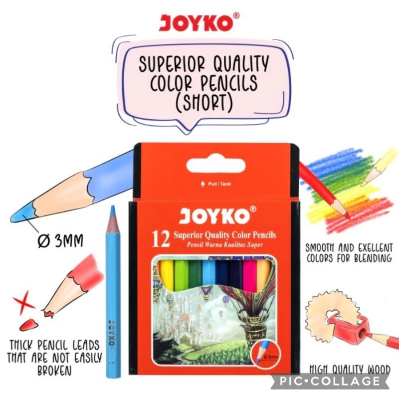 

Pensil Warna JOYKO 12 Warna Pendek / Pensil Warna JOYKO CP-102