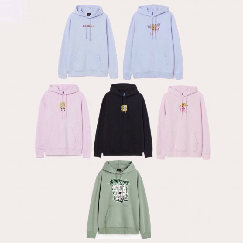 HM FULL TAG NEW SPONGEBOB BLUE PINK BLACK UBUR UBUR SQUID UNICORN HAPPINESS HOODIE SWEATER JACKET HN