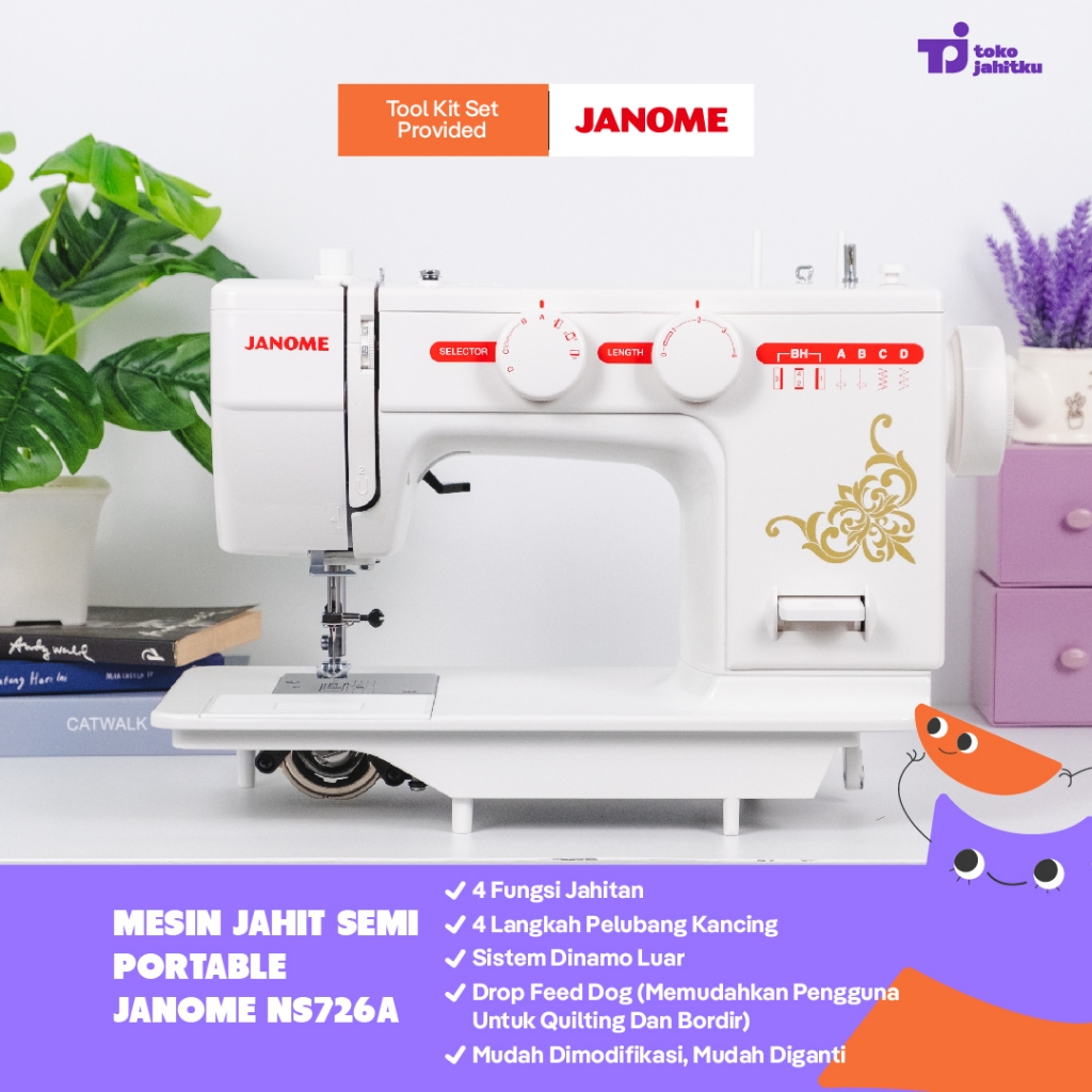 Mesin Jahit Semi Portable JANOME NS726A | Mesin Jahit Semi Portable JANOME NS 726A