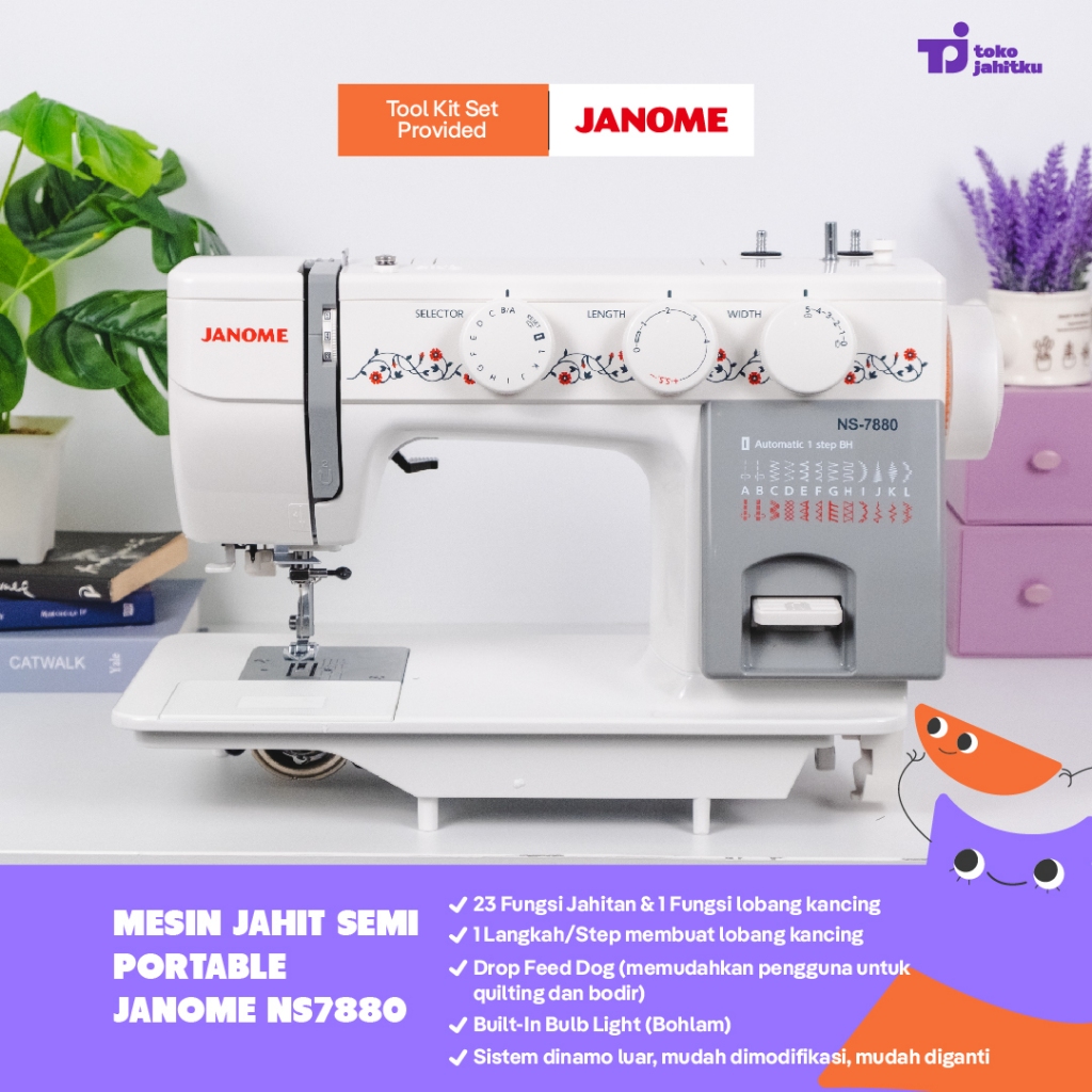Mesin Jahit Semi Portable JANOME NS7880 / NS-7880 SET - Body Full Besi | Mesin Jahit Portable Janome