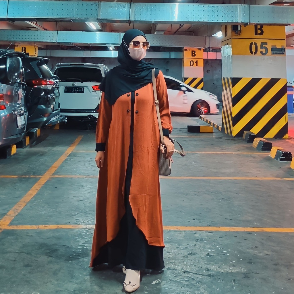 Aulia Dress Crinkle Airflow Gamis Premium Kombinasi