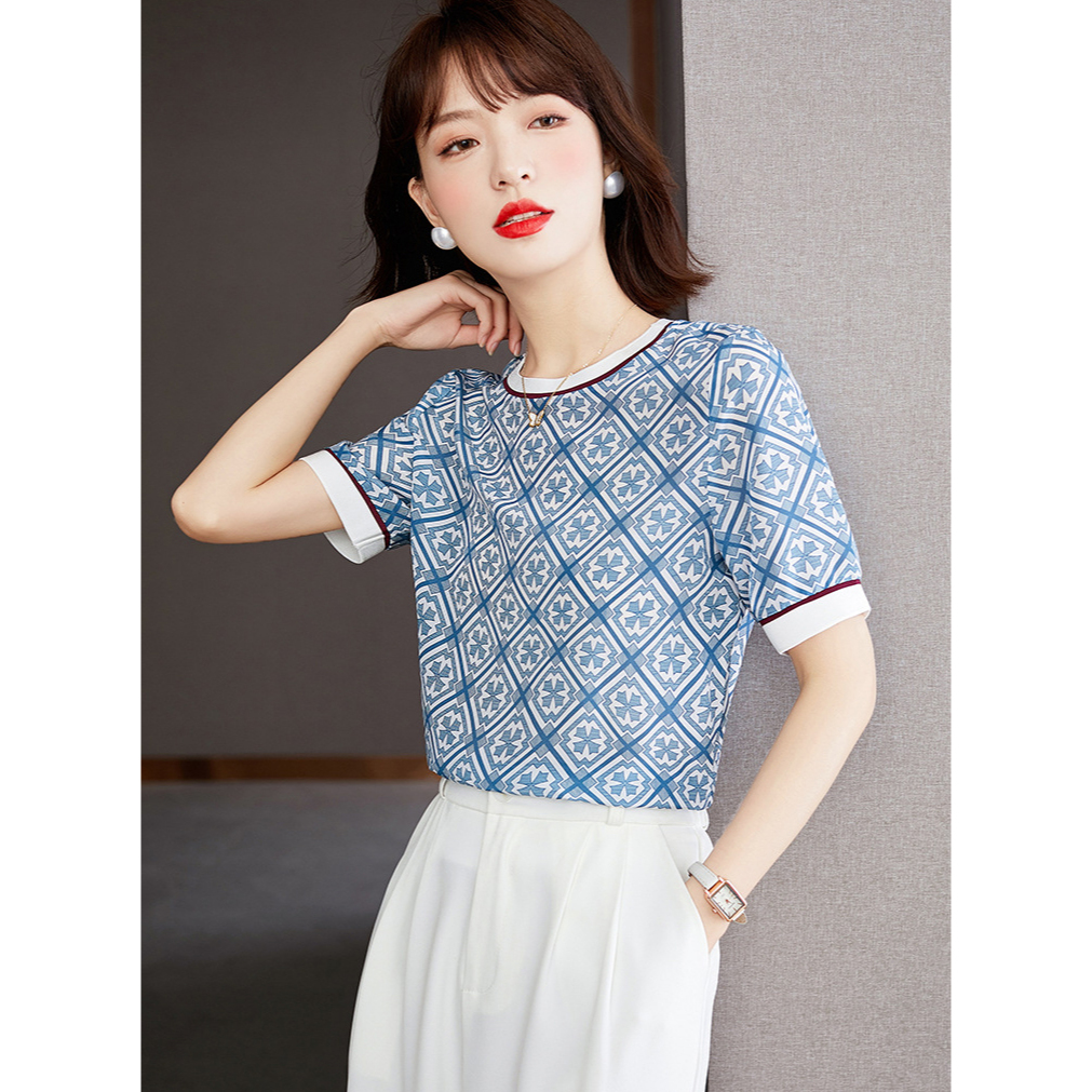 blouse wanita korea T8055/atasan wanita warna biru/blouse import korea blue/baju wanita import