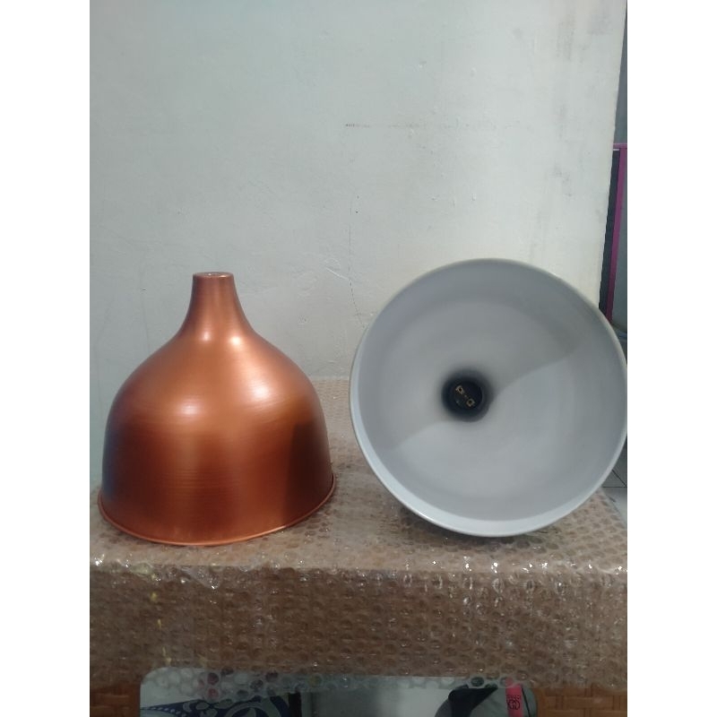 decoor kap lampu gantung aluminium jalan ukuran lebar 20 cm tinggi 18cm