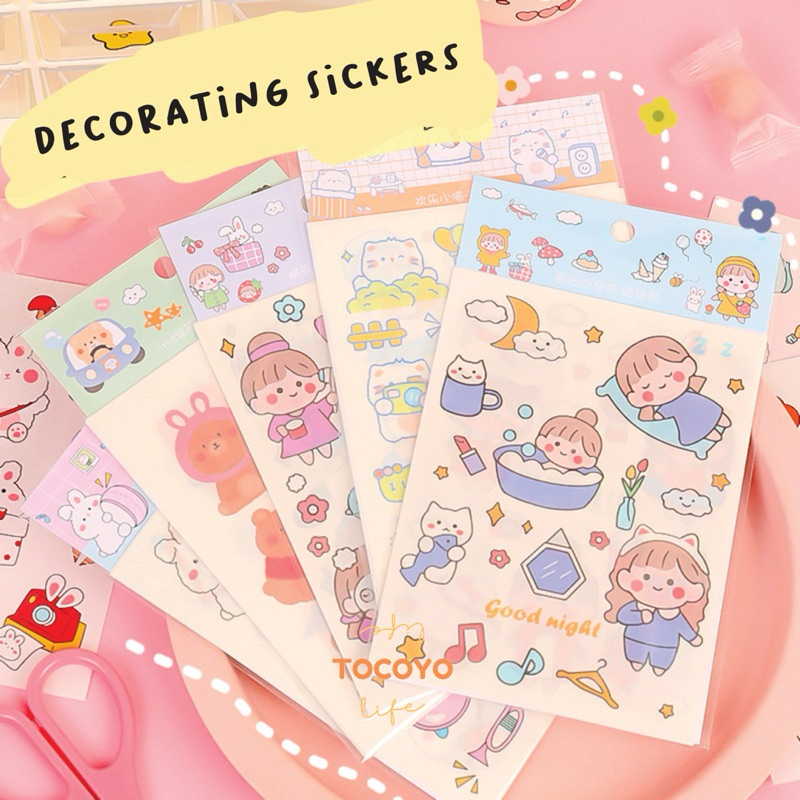 

Sticker isi 4 pcs l Decorating sticker l Korean Japan Sticker l School Sticker l Diary Sticker