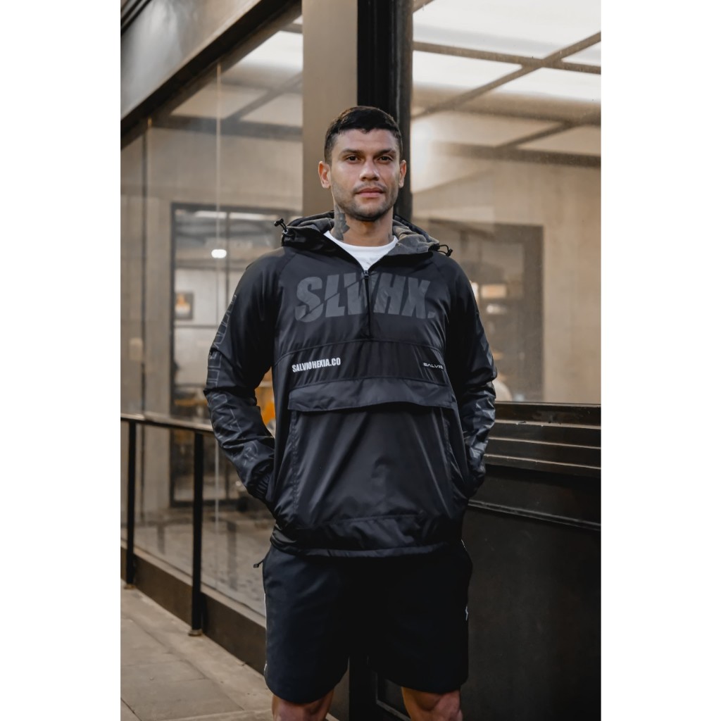 Salvio Hexia Jaket Cagoule Pria Waterproof Hitam Polos Original