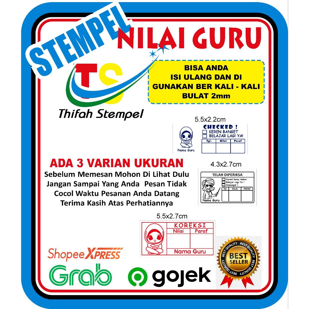 

Stempel Nilai Guru/Penilaian/55x22cm/Koreksi/Checked/Reward/Otomatis