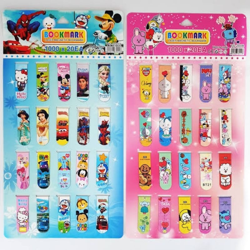 

pembatas buku magnet lembaran isi 20 pcs pembatas karakter menarik