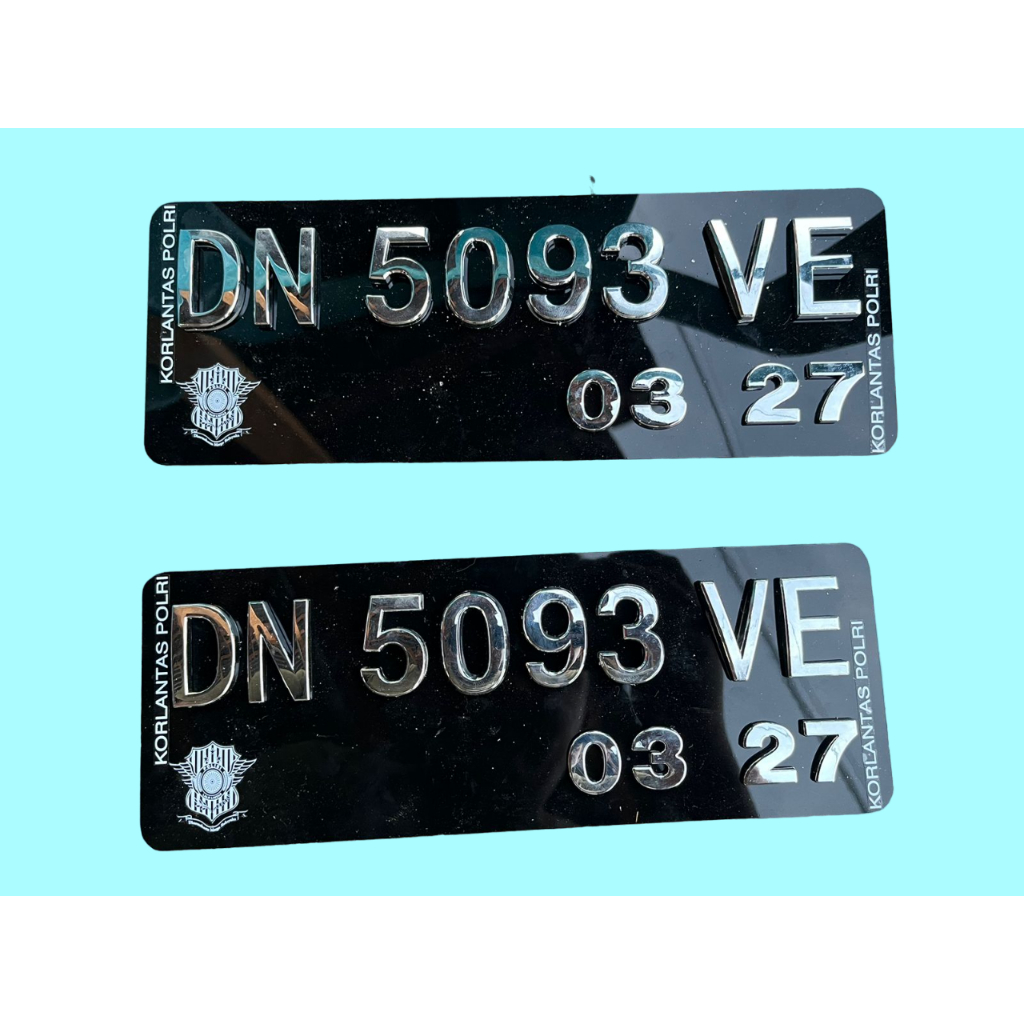 Plat Hitam Nomor Motor Timbul Cembung Chrome
