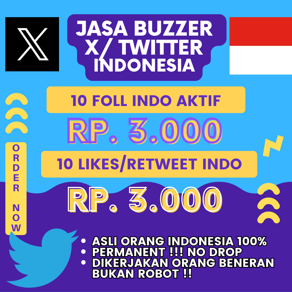 Followers Twitter Indonesia Aktif Real Akun Manusia 100% permanen non drop murah Follower twitter re