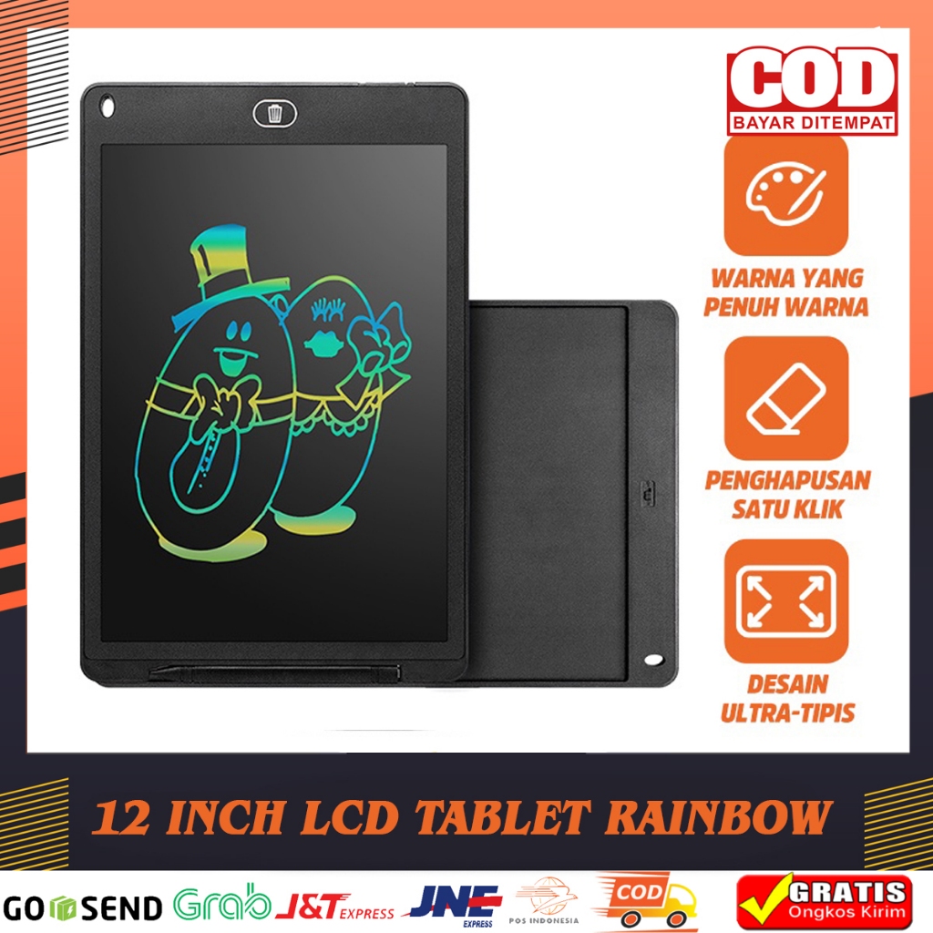12 INCH LCD Writing Tablet LCD Drawing  Papan Tulis Anak Bisa Hapus tulisan LCD Warna warni