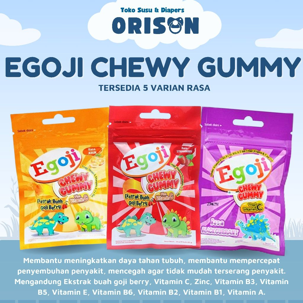 

EGOJI CHEWY GUMMY STRAWBERRY MELON BLACKCURRANT ORANGE LECI