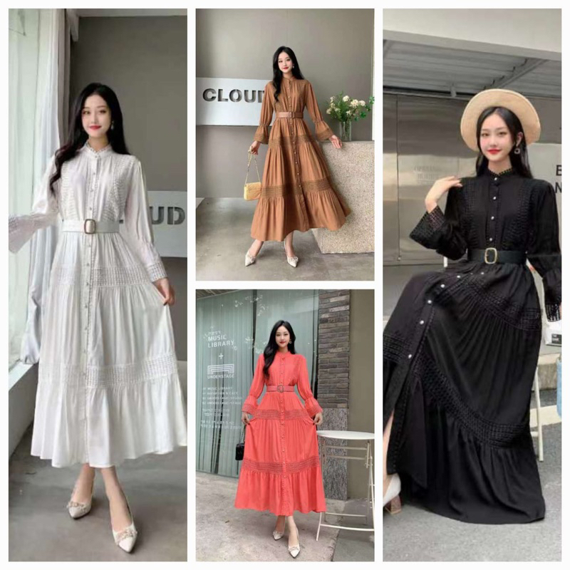 tricia dress, lafreya dress, gamis putih, white maxi, dress katun bordir, gamis eyelet, gamis import