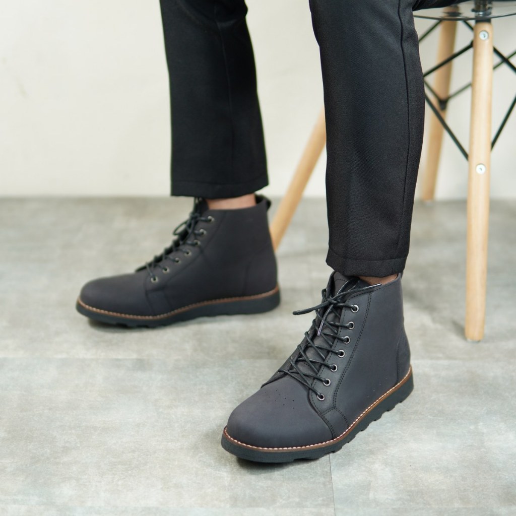 PROMO SEPATU BOOTS KULIT FASHION PRIA SEPATU FORMAL BARBADOS BOOTS KEKINIAN PRIA KULIT ASLI COKLAT