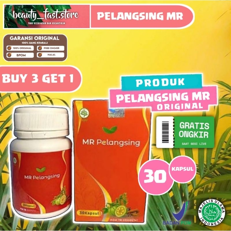PROMO BELI 3 GRATIS 1 Botol Pelangsing Mr | Obat Diet Herbal | Kapsul Pelangsing Herbal | Teh Pelang