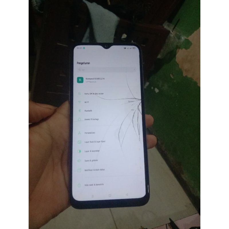 Lcd oppo a16 ori ( retak glas)
