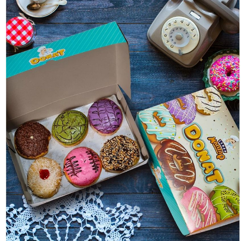 Kardus Box Donat Isi 6 / Kotak Dus Box Donat Bomboloni Isi 6 / 27×18,5×5,5 cm