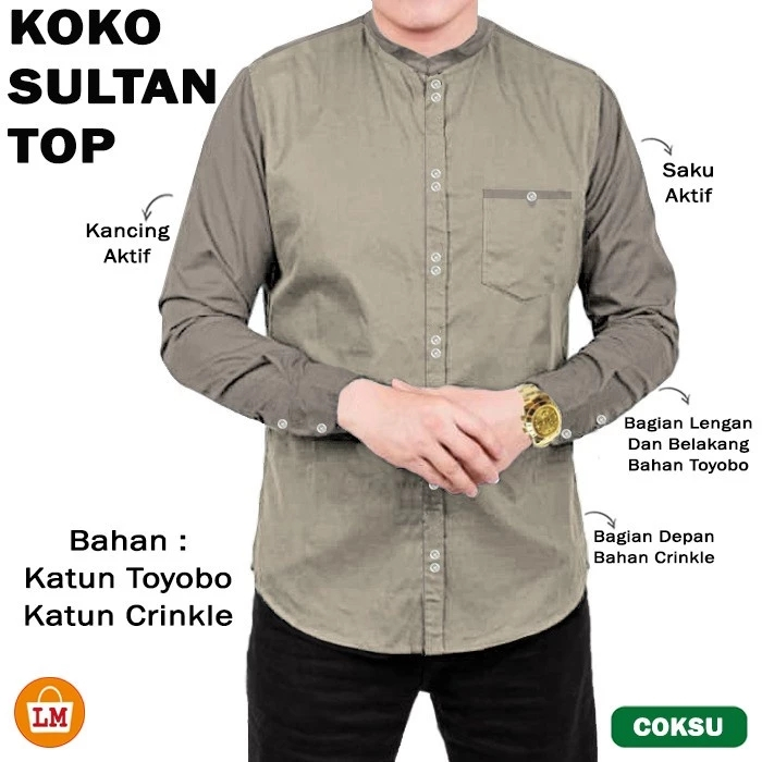 INDRA - BAJU KOKO KEMEJA KURTA PRIA LAKI LAKI DEWASA UKURAN S M L XL XXL 3XL JUMBO LENGAN TANGAN PAN