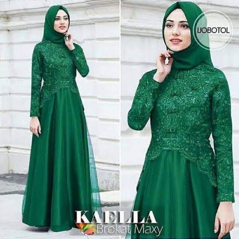 TERMURAH GAMIS BRUKAT MAXY KAELLA PREMIUM SYARI KONDANGAN JUMBO ELEGAN KEKINIAN