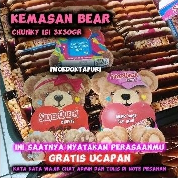 IWD Coklat Silverqueen Beruang Bear Love Chunky Chocolate Buy 2 get 1 free Bar Silverquen kemasan Beli 1 Gratis 1 Free Cadbury Dairy Milk Bukan 1kg Bites Box Macha Green Tea 58g Original Promo Murah Valentine day bisa Cod Surabaya Sidoarjo Malang Jember