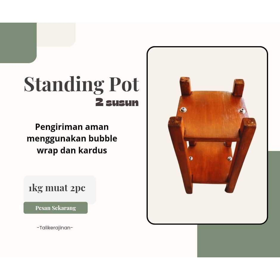STANDING POT PLANTER KAYU MINIMALIS TANAMAN HIAS BUNGA DEKORASI