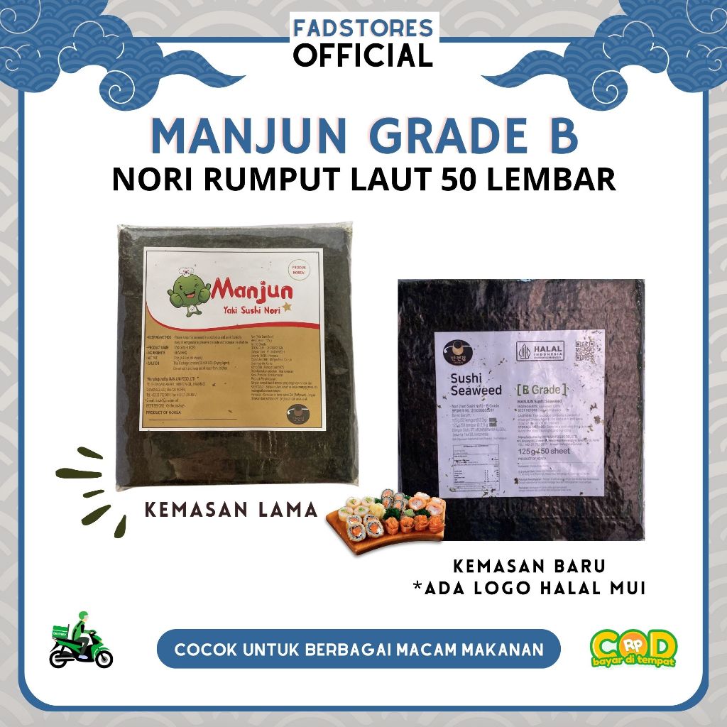 

Manjun Yaki Sushi Nori 1 Pack - Nori Rumput Laut - Nori Sushi Halal
