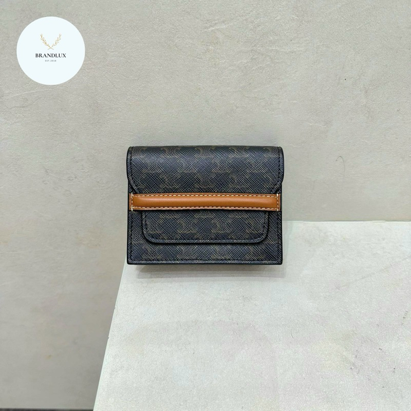Celine Triomphe Canvas Card Wallet Tan