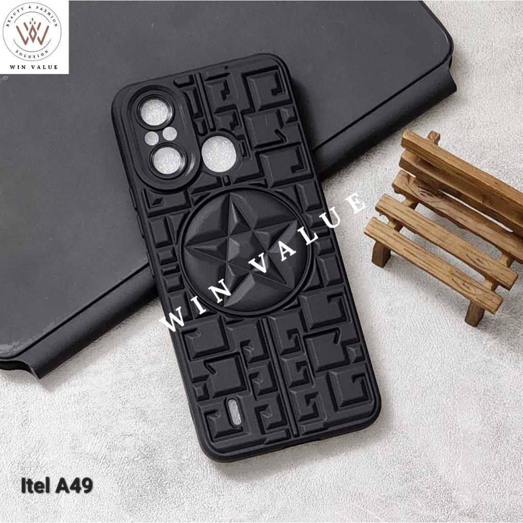 Itel A49 Case 3D Star Case motif Macaron Black Itel A49
