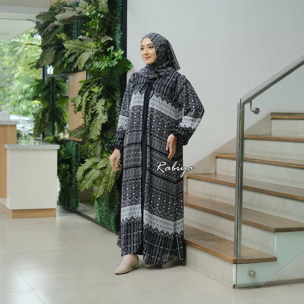 Gamis Set Hijab, Gamis Syari Set fasmina Khadijah big size bahan crinkleairflow mix cerutybabydoll L