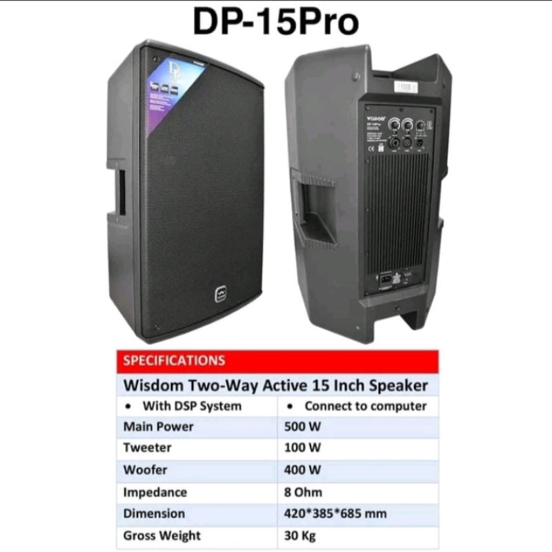 Speaker Aktif 15 inch Wisdom DP 15PRO / DP15PRO / DP 15 PRO with DSP system Original