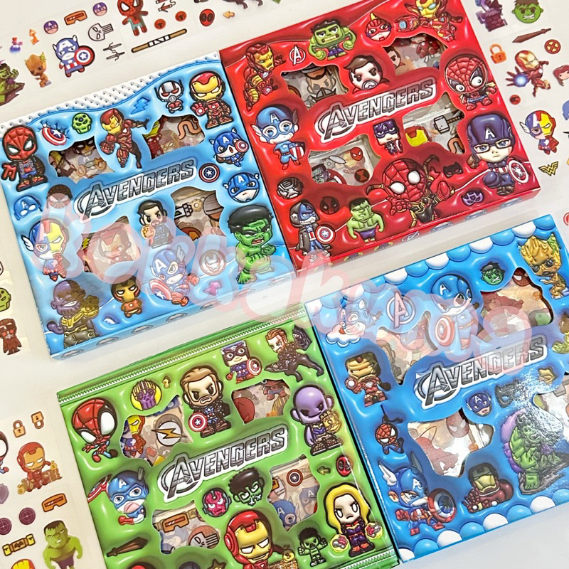 

( KKM ) MARVEL AVENGERS 3D Look Sticker Box NONO / MOMO 2D Dekorasi Anak LAKI LAKI Journal Aesthetic / Jurnal Binder Stiker Box 1 Set isi 100 Lembar Waterproof Anti Air