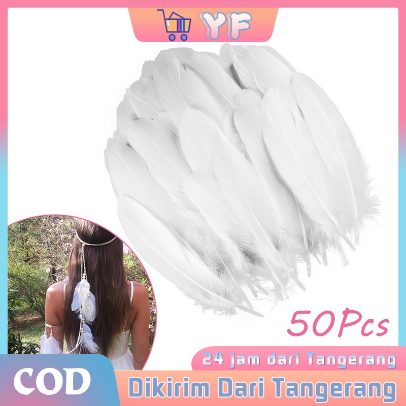 50Pcs Bulu Angsa Putih Panjang 15cm / Hiasan Bulu Angsa / DIY