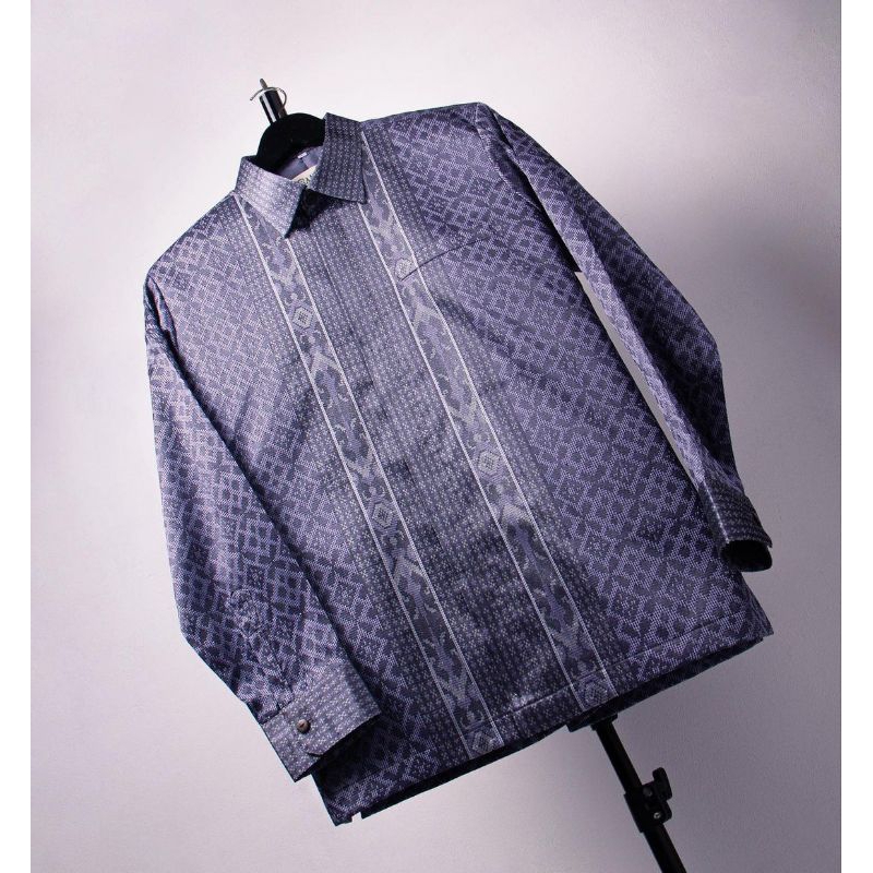 [READY NEW ARRIVAL] Kemeja Tenun Songket Baron - Kemeja Hem Batik Pria Lengan Panjang - Kemeja Tenun