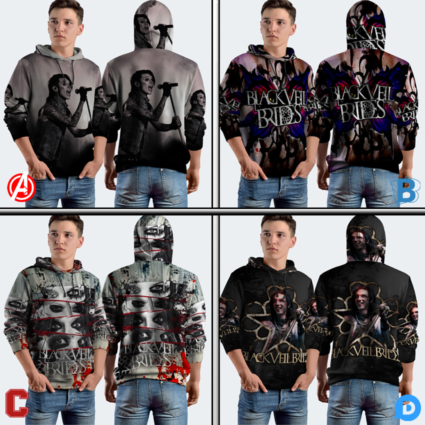 Jaket Hoodie Black Veil Brides Hoodie Jumper Fullprint Casual Pullover Hoodie Full Print New Casual 