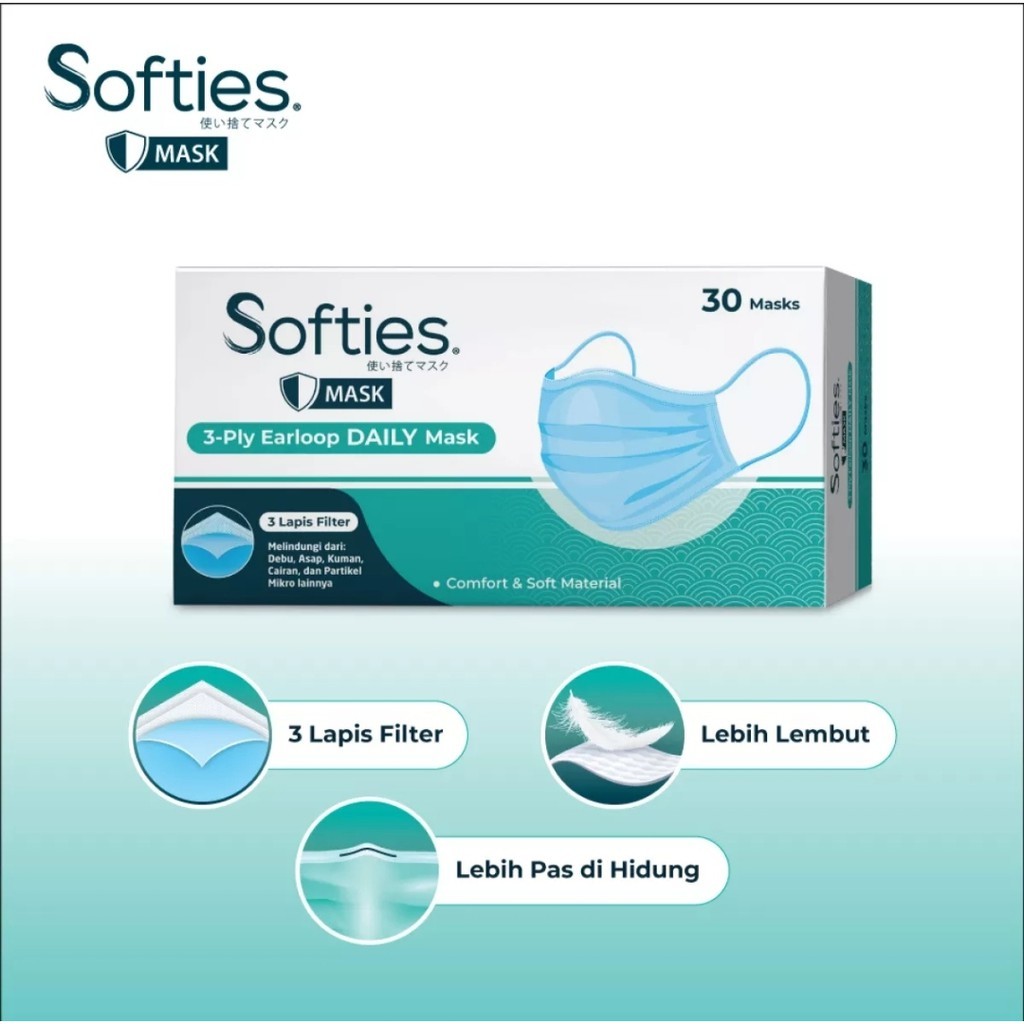Murah Medika Persada - Softies Daily Mask ED. 2029 Motif Batik Japanese Polos isi 30pcs Masker