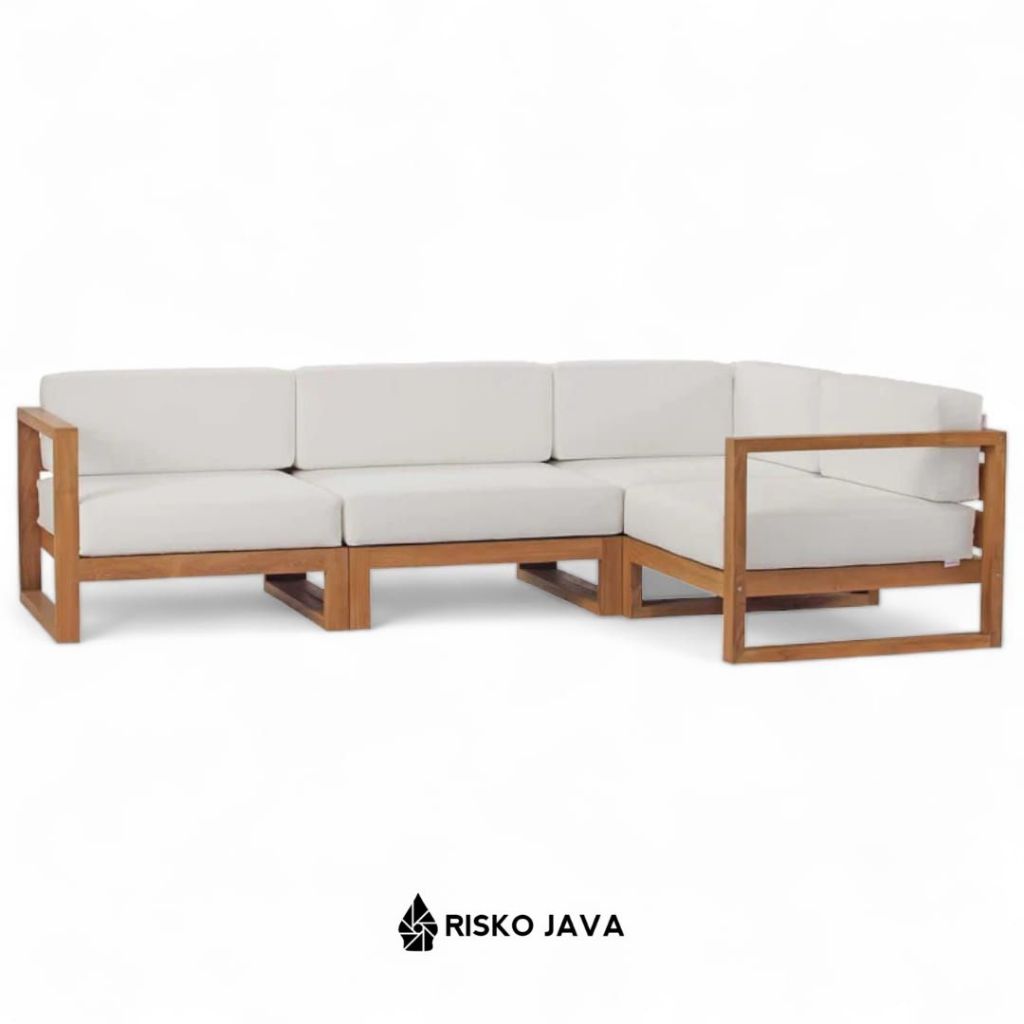 Sofa Sudut Ruang Tamu / Sofa Kayu Jati Minimalis / Sofa Sudut L / Sofa Minimalis Modern | HOJLUND
