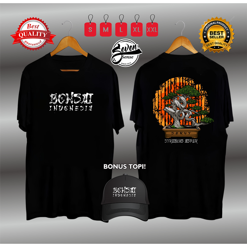 KAOS DESAIN BONSAI INDONESIA KEREN BONUS TOPI SEVENSENSE