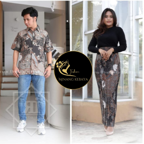 BATIK COUPLE PASANGAN / BATIK COUPLE MODERN / BATIK LENGAN PENDEK / BATIK COUPLE DAN ROK PLISKET