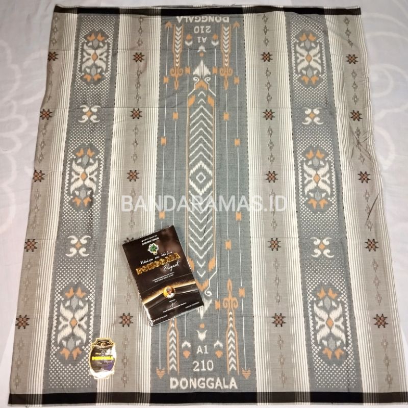[bisa seragam] sarung putra donggala elegant songket putih abu abu