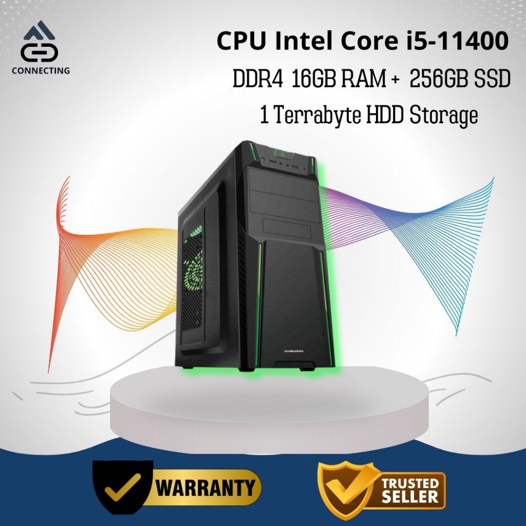 CPU PC Komputer Intel Core i5-11400 Gen-11 RAM 16GB SSD Rakitan Office