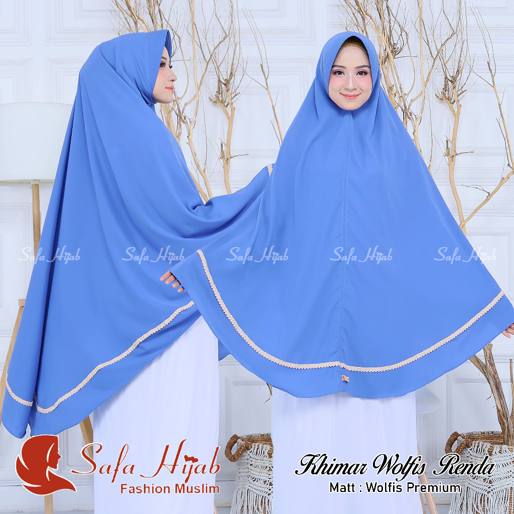 TERPOPULER Khimar Wolfis syari Hijab Wolfis Renda syari Bergo wolfis syari Renda wolpeach premium