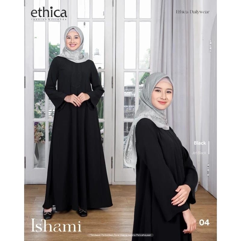 GAMIS ETHICA ISHAMI 04 WARNA BLACK ATAU HITAM