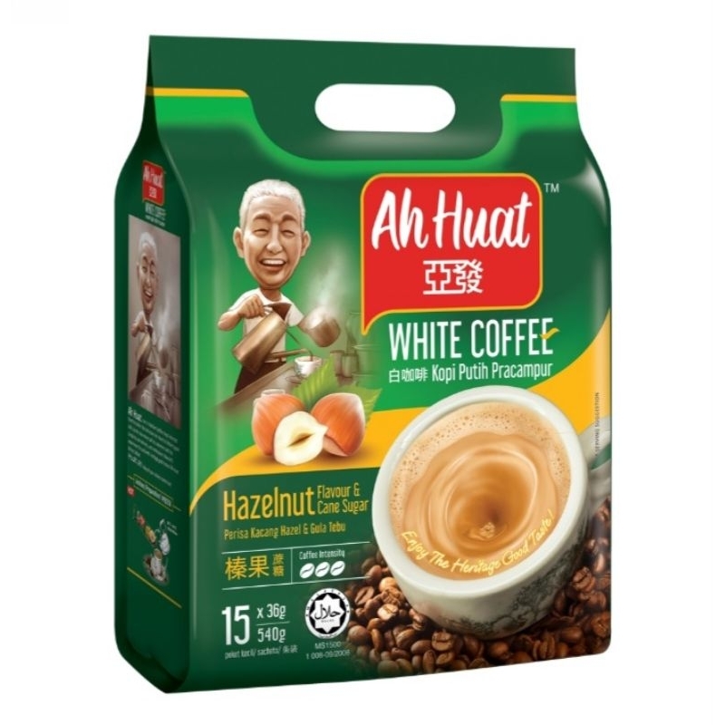 

AH HUAT White Coffee Hazelnut & Cane Sugar/ Kacang Hazel & Gula Tebu - 1 Sachet (36 gr)