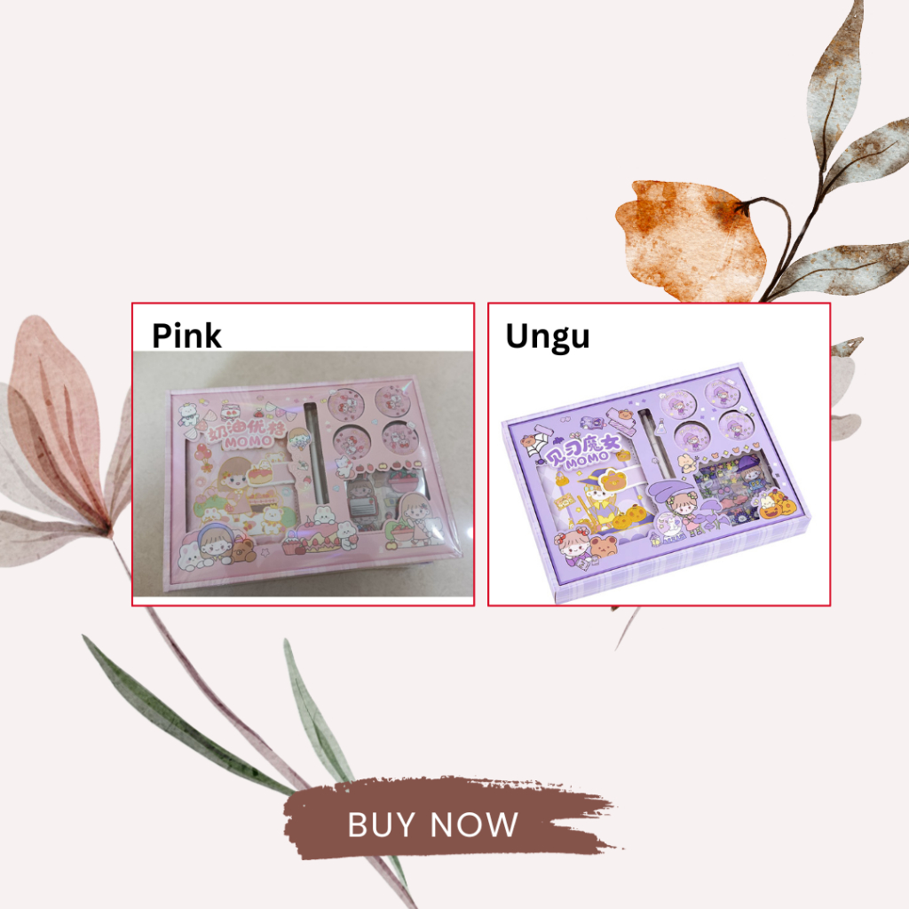 

RB Diary Set MOMO Buku Jurnal Aesthetic (Buku+Pena+Sticker Sheet+Sticker Roll)
