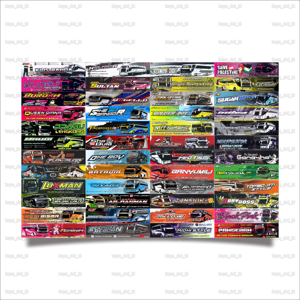 

Stiker Bus Basuri Panjang Isi 45 Pcs, Stiker Bus Mania, Stiker Bus telolet, Stiker Bis, Stiker Bus Viral, Tempelan Bus, sticker bus