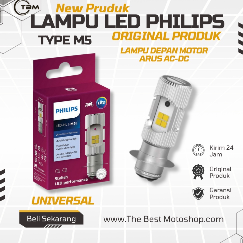 Hwd LAMPU DEPAN MOTOR LED PHILIPSLAMPU LED 2SISI H6 ARUS DC M5 BST BOHLAM LAMPU DEPAN MOTOR LED HS1 