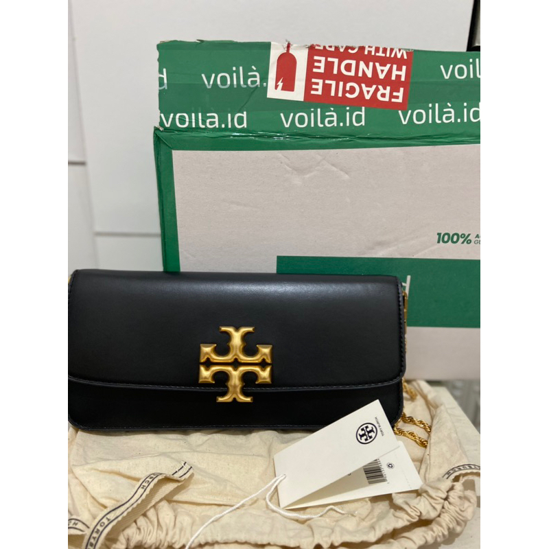 (BOOKED) Preloved Tory burch eleanor long clutch chain bag black