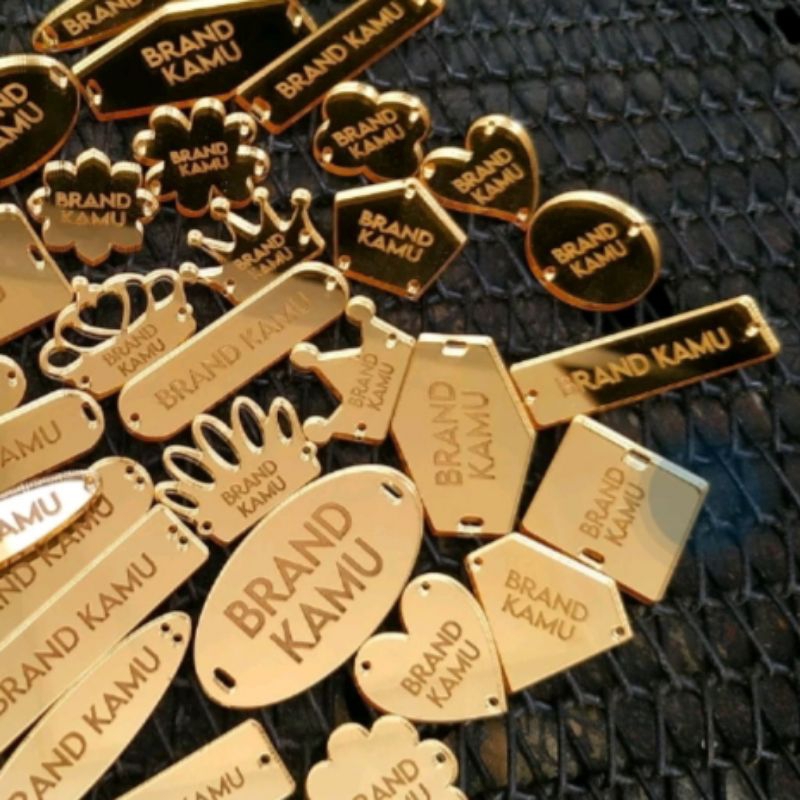 

(3 Hari Jadi) Label Akrilik EMAS | Label Hijab Branding Custom | Custom Cutting Label | Merk Brand Hijab Maker Studioo Laser