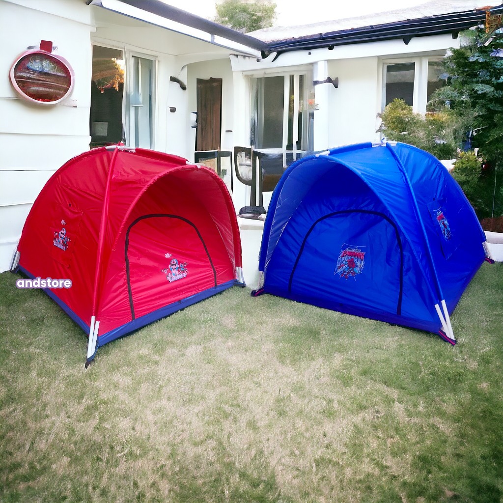 Tenda anak biru dan merah karakter tayo spiderman boboiboy doraemon  mainan anak laki-laki perempuan